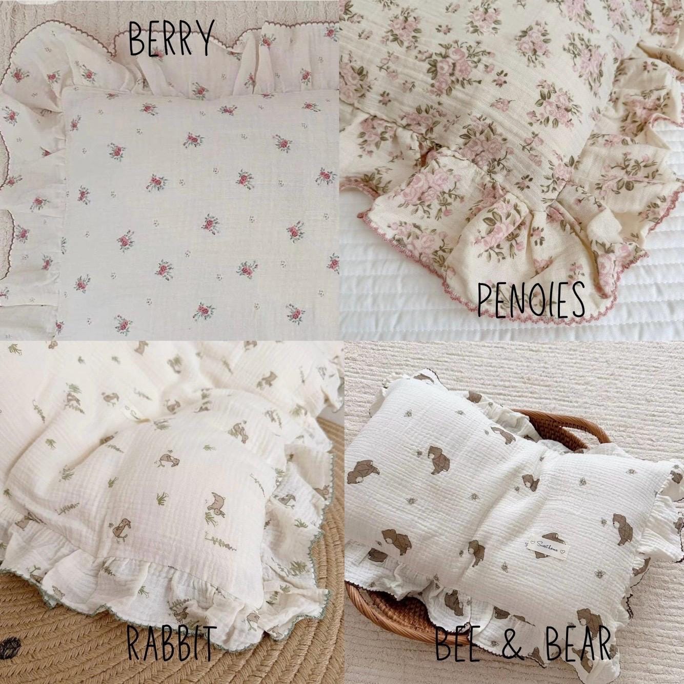 Custom Embroidered Ruffle Floral Pillow
