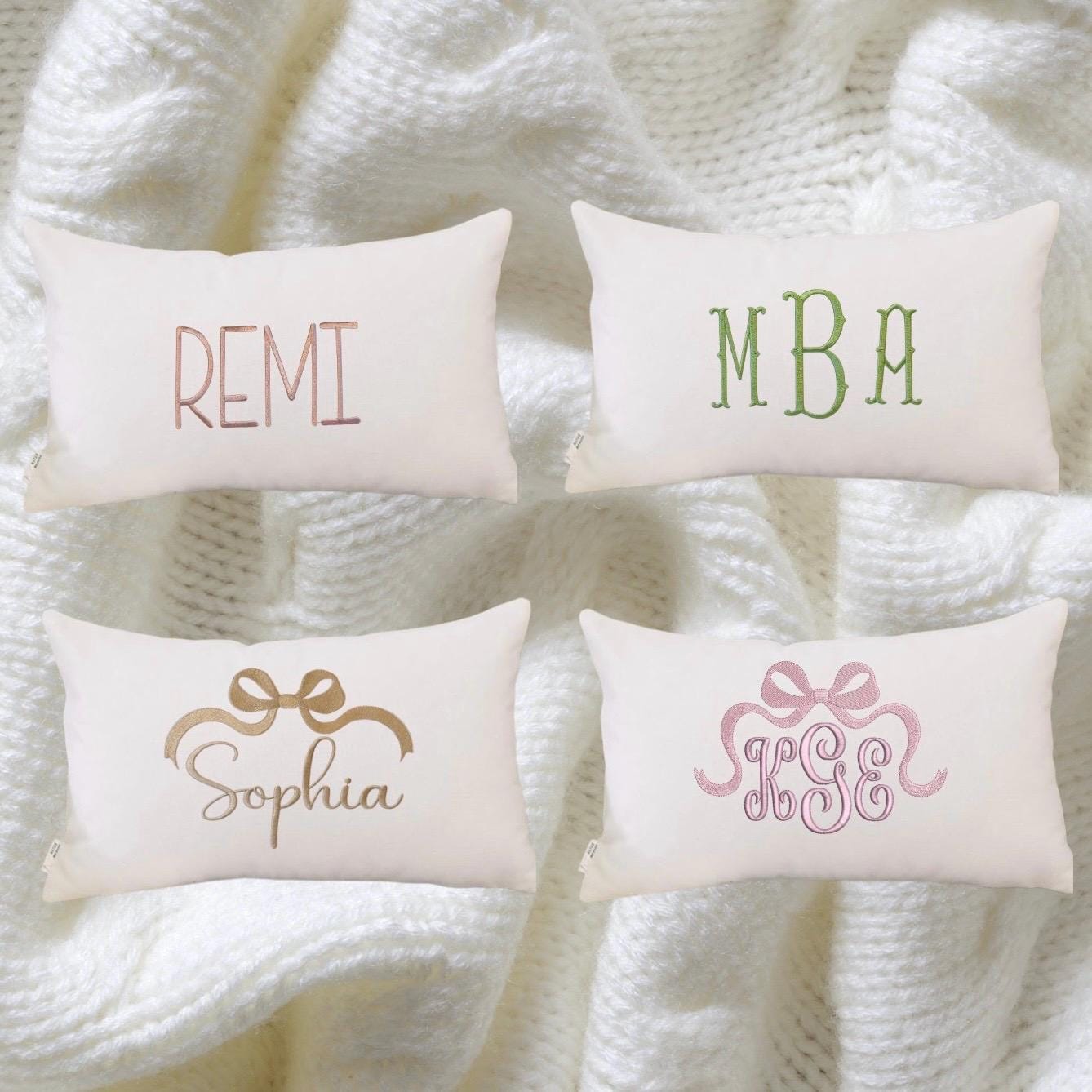 Custom Embroidered Faux Linen Pillow