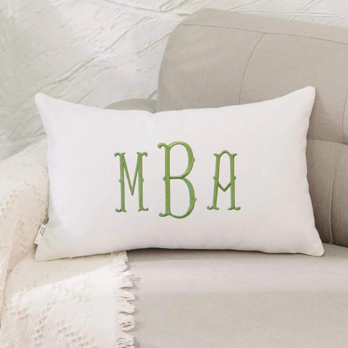 Custom Embroidered Faux Linen Pillow