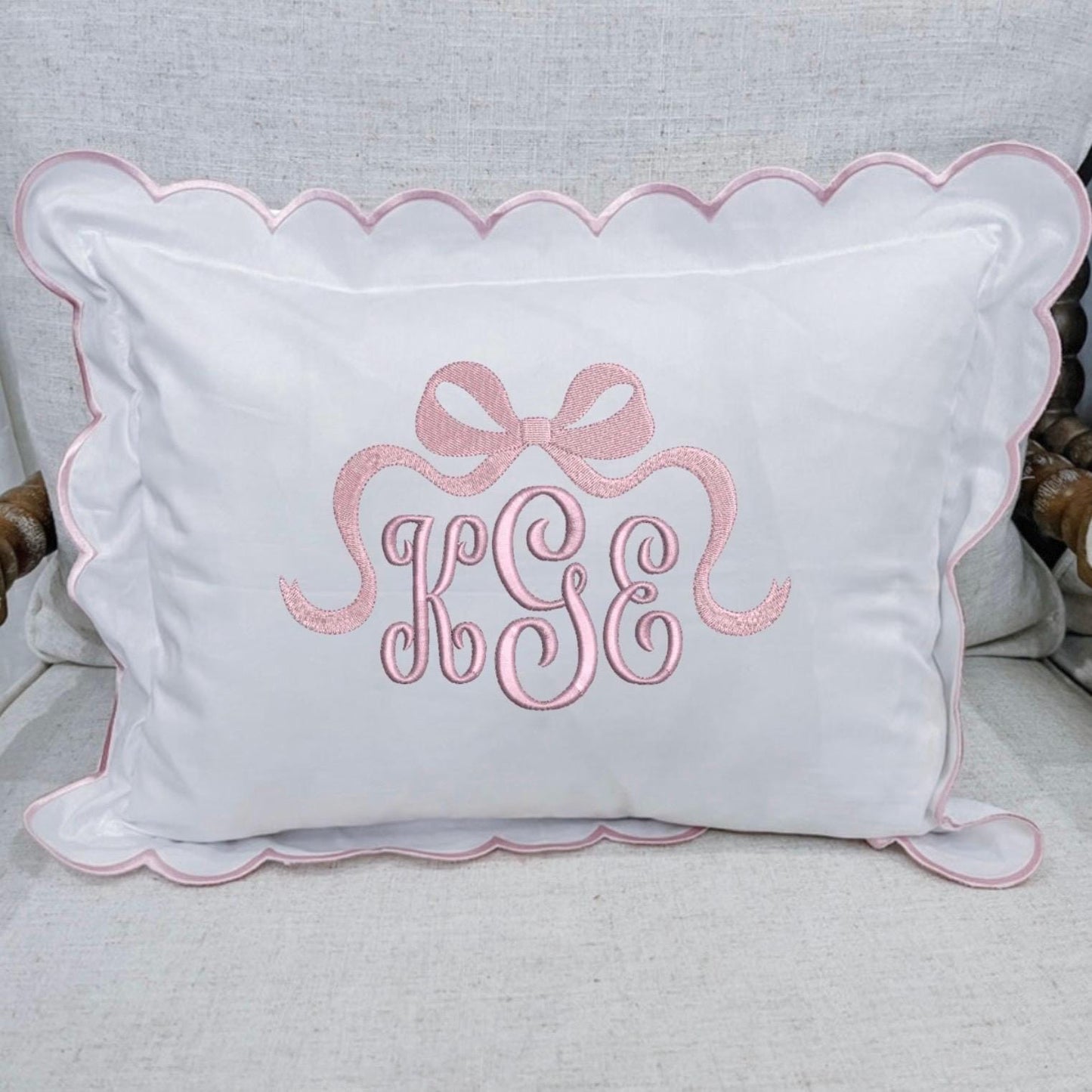 (Copy) Custom Embroidered Scalloped Trim Pillow