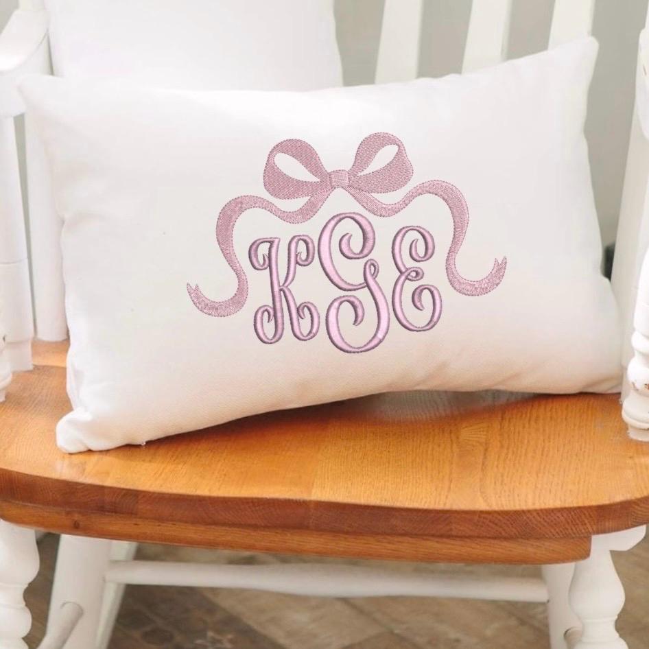 Custom Embroidered Faux Linen Pillow