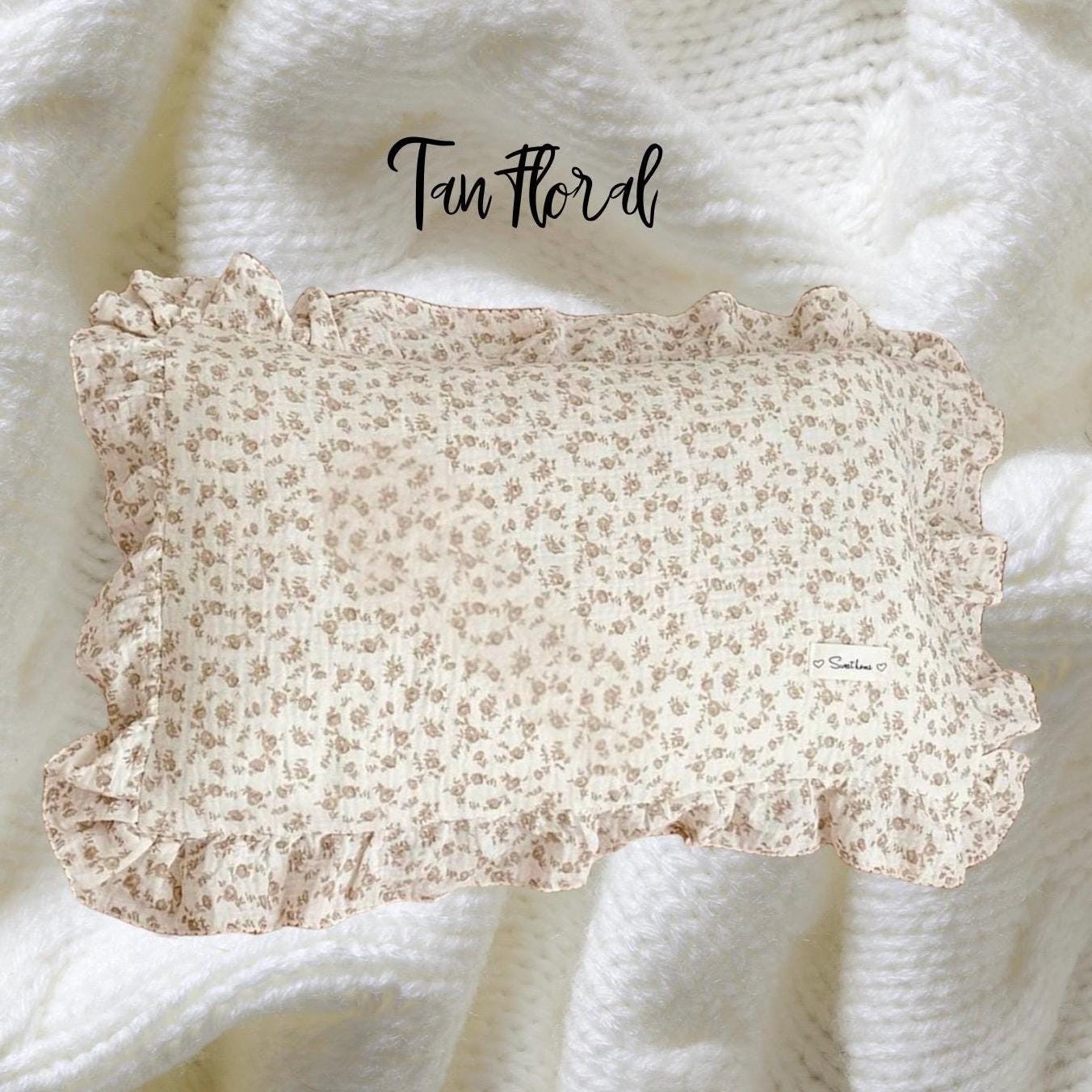 Custom Embroidered Ruffle Floral Pillow