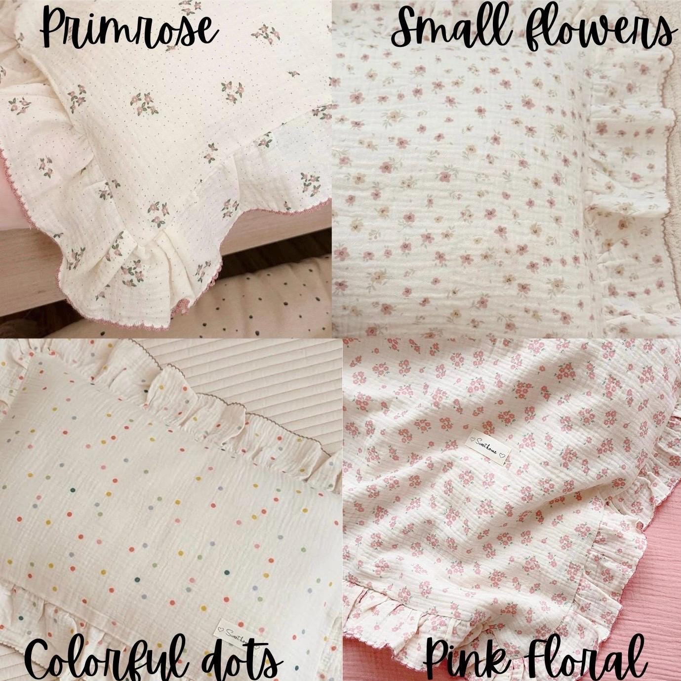 Custom Embroidered Ruffle Floral Pillow