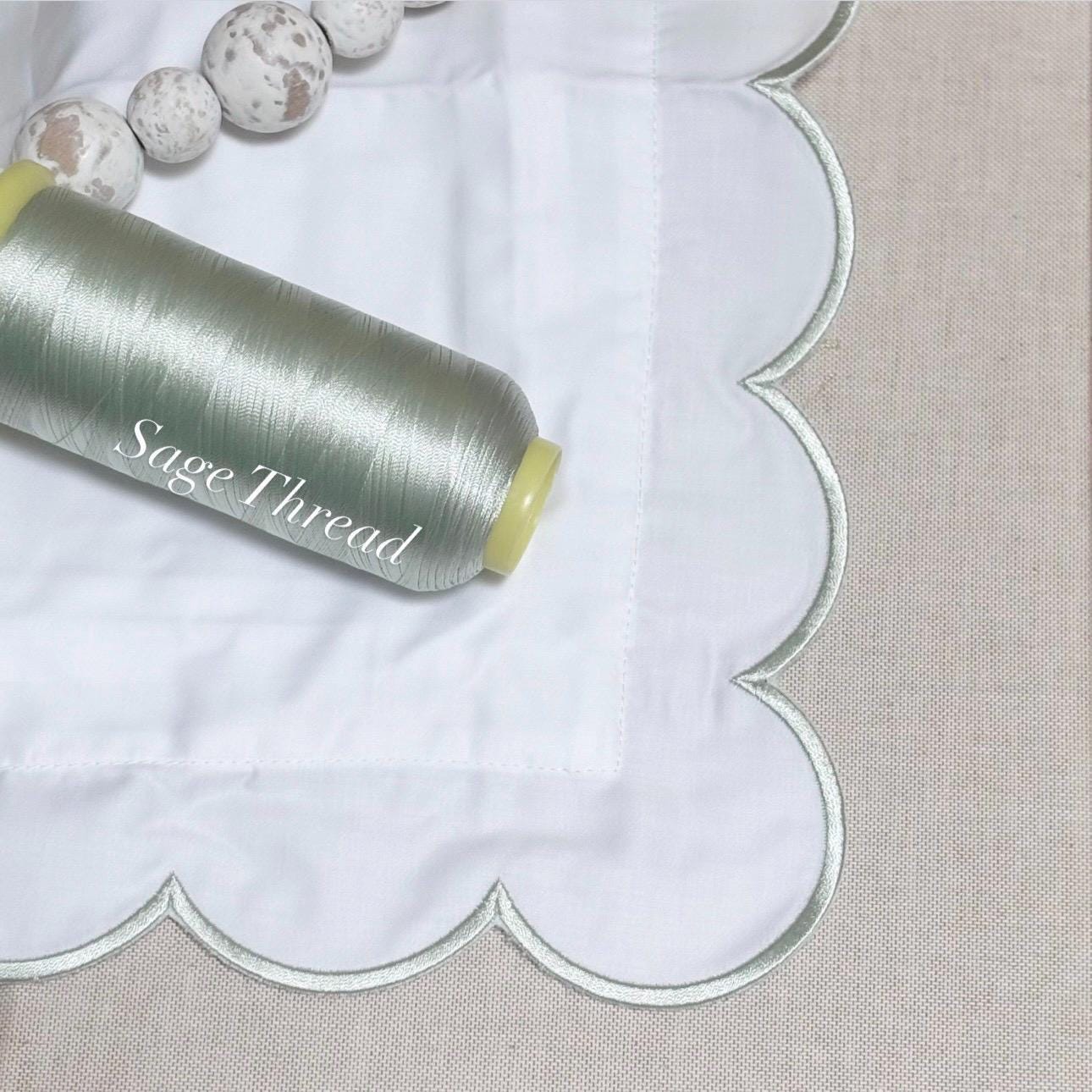 (Copy) Custom Embroidered Scalloped Trim Pillow