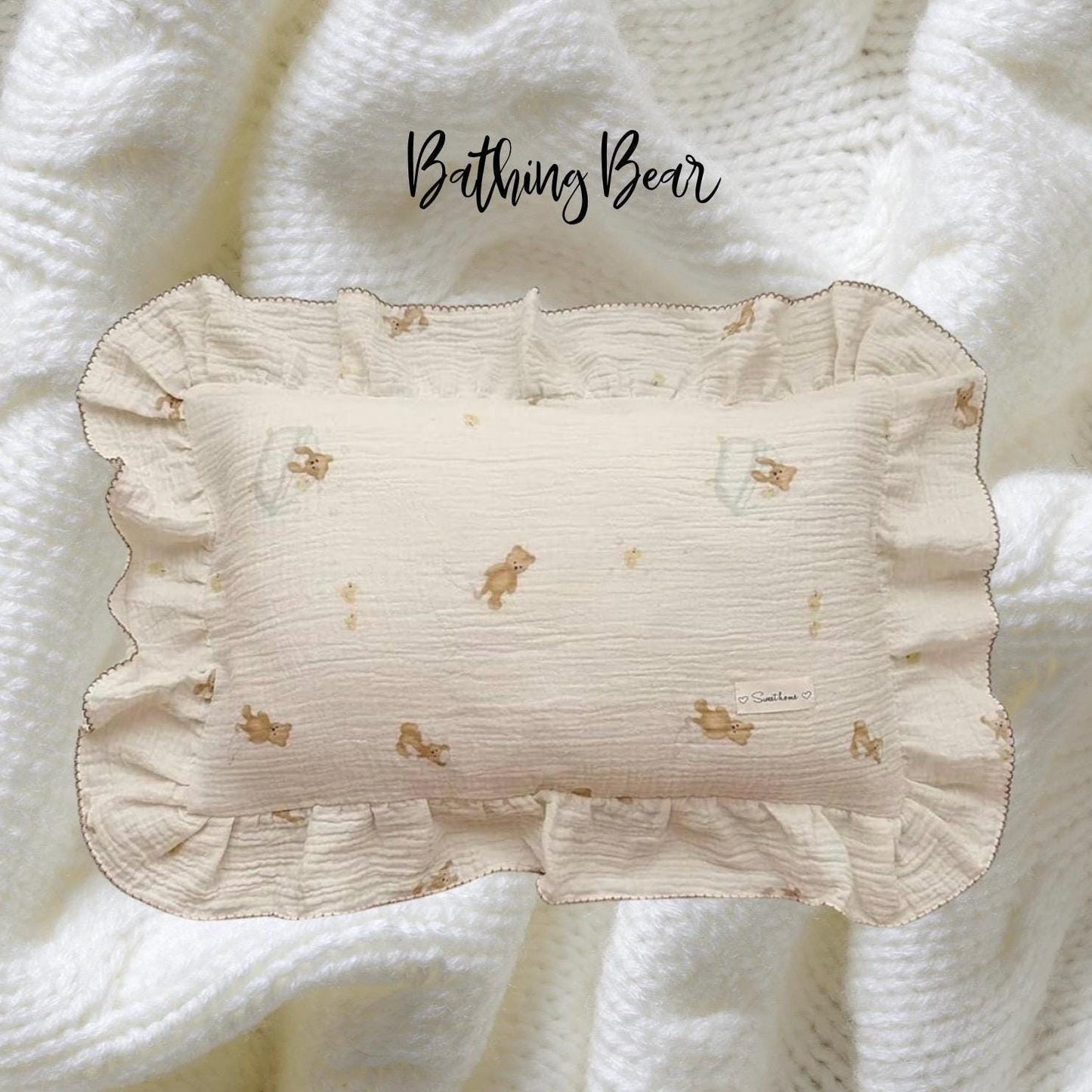 Custom Embroidered Ruffle Floral Pillow
