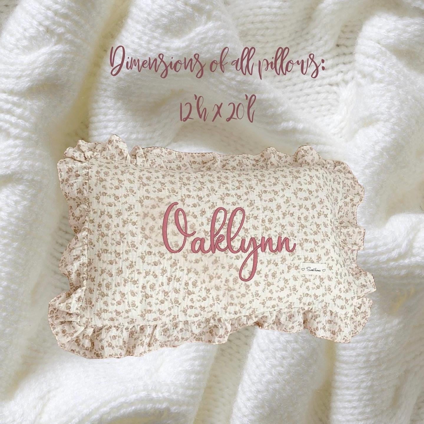 Custom Embroidered Ruffle Floral Pillow