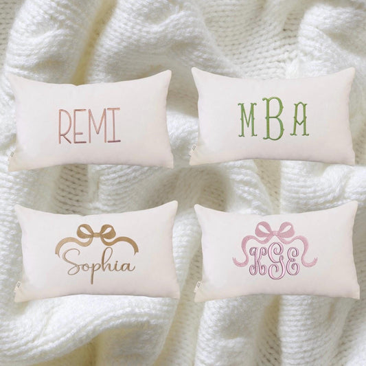 Custom Embroidered Faux Linen Pillow
