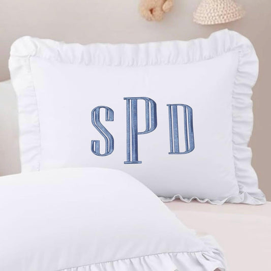 Custom Embroidered Ruffle Pillow