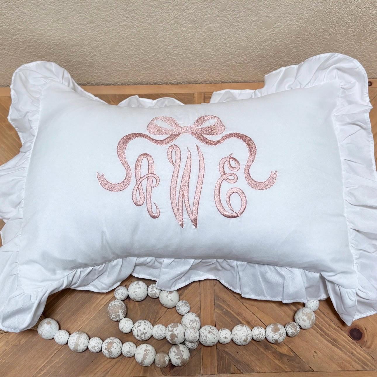 Custom Embroidered Ruffle Pillow