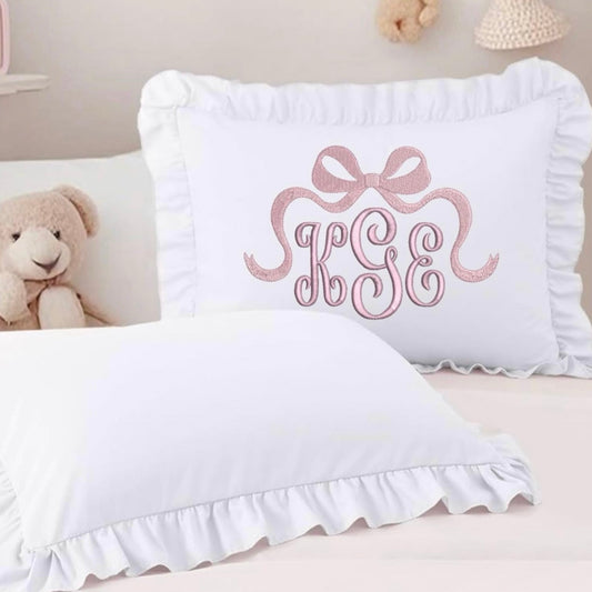 Custom Embroidered Ruffle Pillow