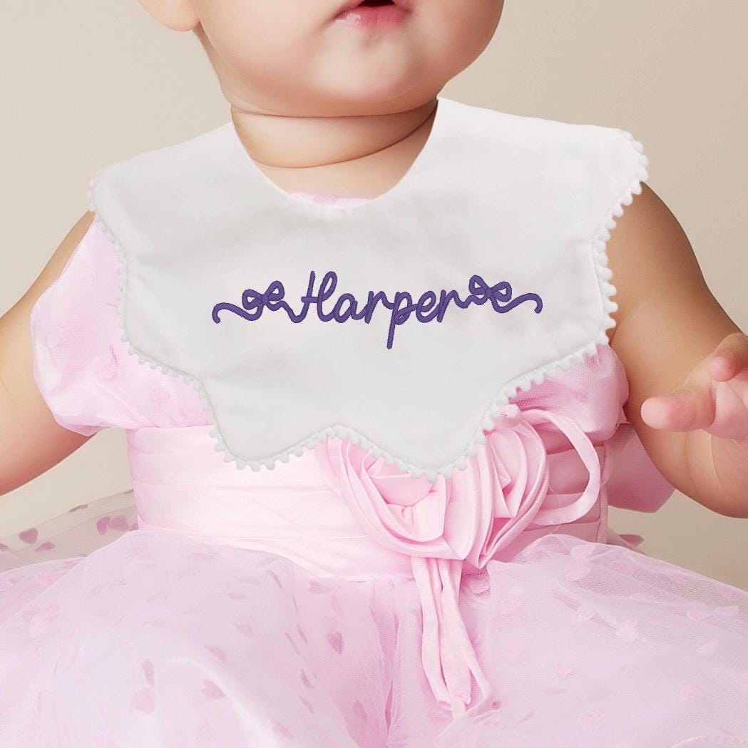 Custom Embroidered Scalloped Drool Bib