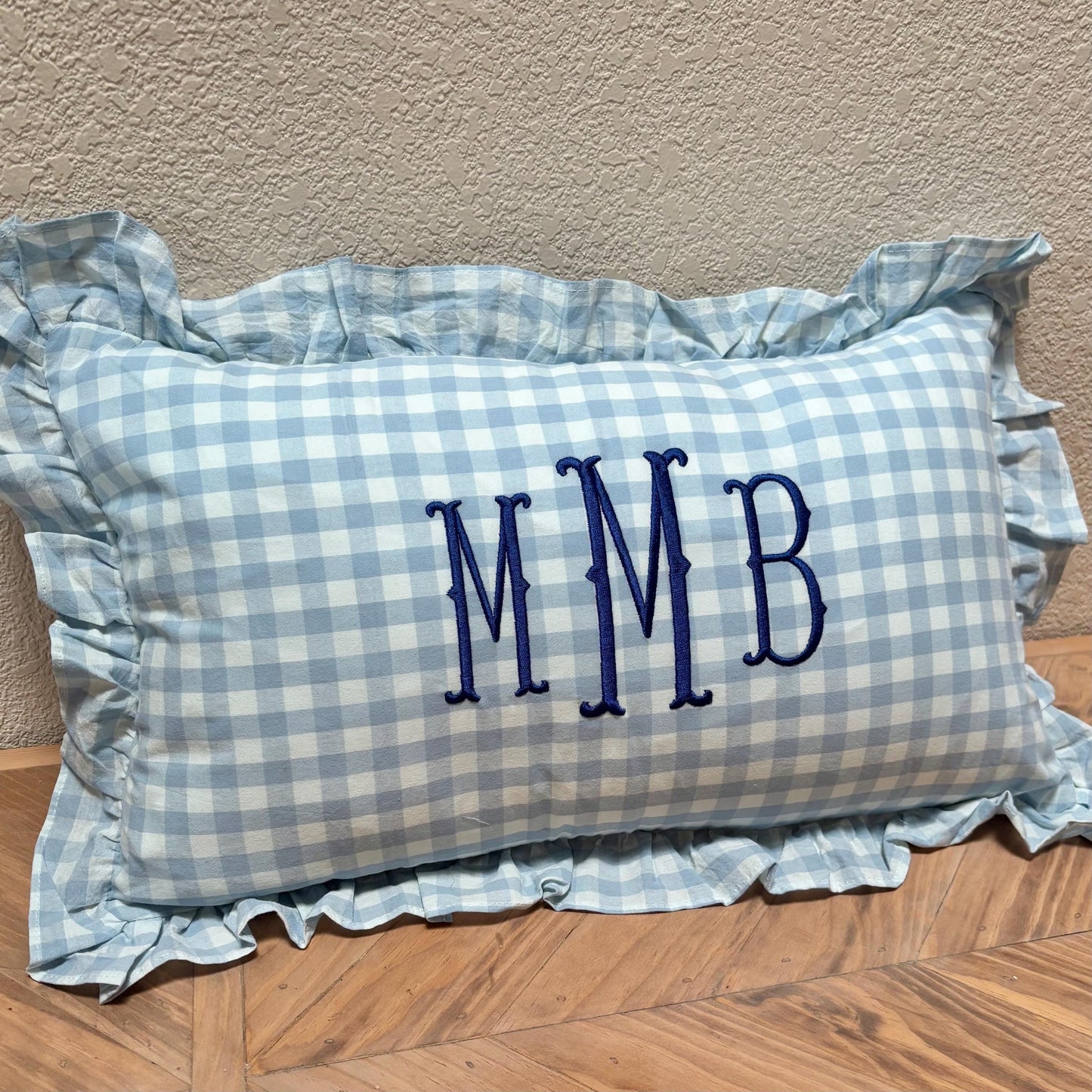 Custom Embroidered Gingham Pillow