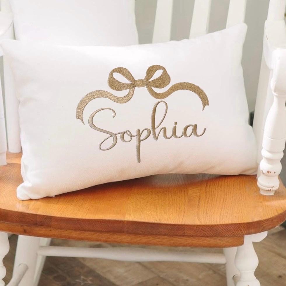 Custom Embroidered Faux Linen Pillow