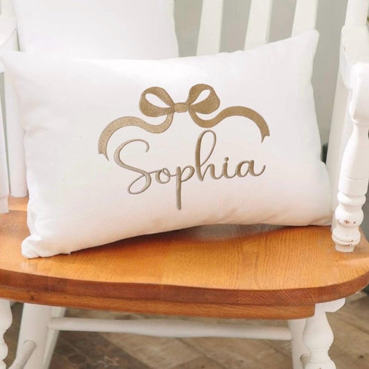 Custom Embroidered Faux Linen Pillow