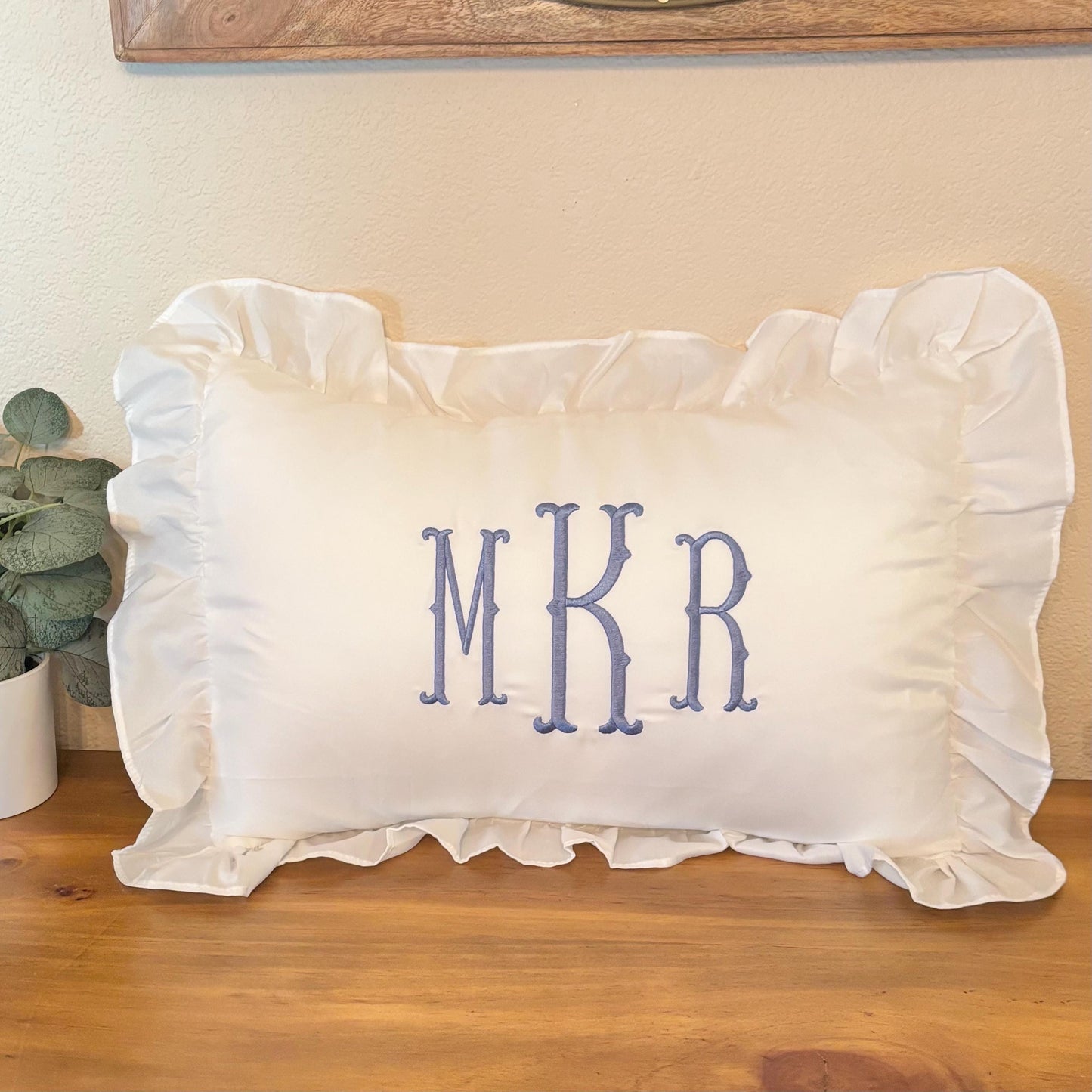 Custom Embroidered Ruffle Pillow