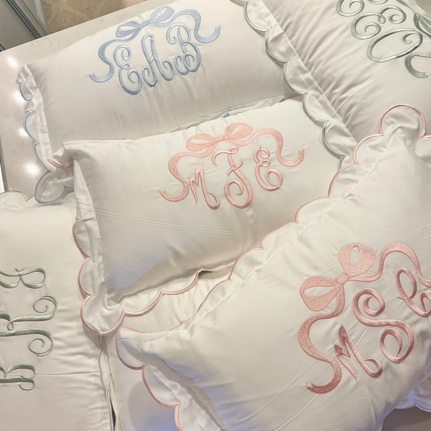 (Copy) Custom Embroidered Scalloped Trim Pillow