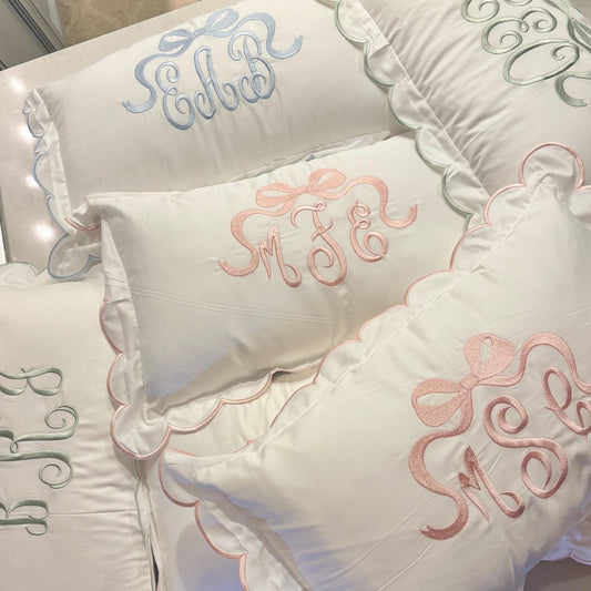 (Copy) Custom Embroidered Scalloped Trim Pillow