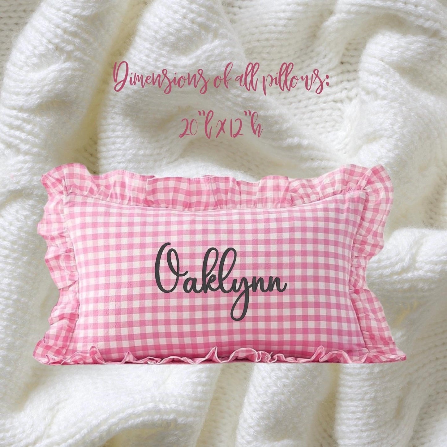 Custom Embroidered Gingham Pillow