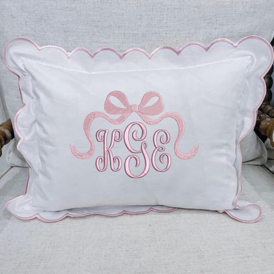 (Copy) Custom Embroidered Scalloped Trim Pillow